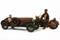 Lot 1399 - A model of a vintage racing car together with a motor bike
