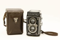 Lot 1210 - Franke Heidecke Rolliflex twin lens reflex camera with Zeiss Tessar 1:3:5 and 7.5mm lens and Compur Rapid Shutter in original leather case