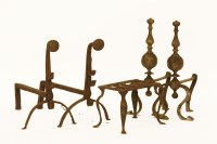 Lot 1317 - A pair of wrought iron andirons