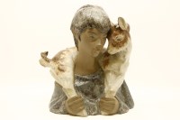 Lot 1396 - A large Lladro bust of a young boy with a goat on his shoulders