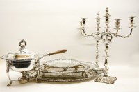 Lot 1291 - A pair of silver plated three branch candelabra with detachable tops