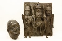 Lot 1373 - A Benin type bronze figure group