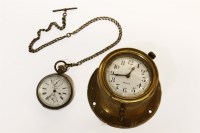 Lot 1196 - A small brass cased eight day ships clock