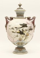 Lot 1204 - A late 19th century Royal Worcester twin handled vase and cover