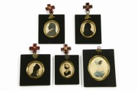 Lot 1131 - Four 19th century silhouette portraits in ebonised frames