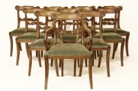 Lot 1759 - A set of ten Regency period mahogany bar back dining chairs