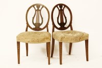 Lot 1702 - A pair of 19th century satin walnut lyre back chairs