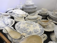Lot 1321 - A large mixed quantity of Victorian light blue and white transfer printed pottery dinner service