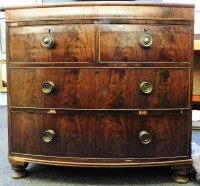 Lot 1622 - A 19th century mahogany bow front chest