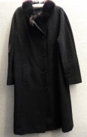 Lot 1348A - A Vintage black wool coat with a black mink fur collar