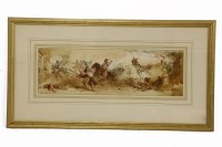 Lot 1523 - Charles Cattermole (British 1832- 1900)
Running battle through a town 
Watercolour on paper
14.5 x 44 cm