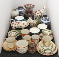 Lot 1303 - A large quantity of ceramics to include two pottery cow creamers a ruby flash glass vase further continental teawares etc