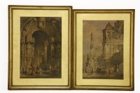 Lot 1530 - Circle of Samuel Prout (British 1783- 1852)
A pair of architectural studies
'INTERIOR OF A CATHEDRAL' and 'THE WASHING PLACE'
Watercolours on paper
43 x 27 cm