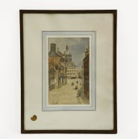 Lot 1533 - Martin Hardie (British 1875- 1952)  
Street scene
Watercolour on paper
Signed lower left
22 x 28 cm
