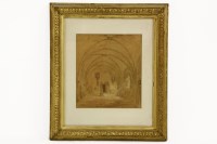 Lot 1553 - Joseph Nash (British 1809- 1878)
Rouen Cathedral Interior
Watercolour on paper 
27 x 23 cm