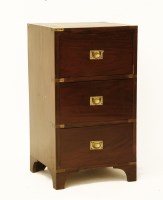 Lot 1740 - A military design brass bound hardwood pedestal chest of three drawers
