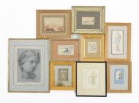 Lot 459 - A collection of 18th and 19th century drawings of classical figure studies and landscapes