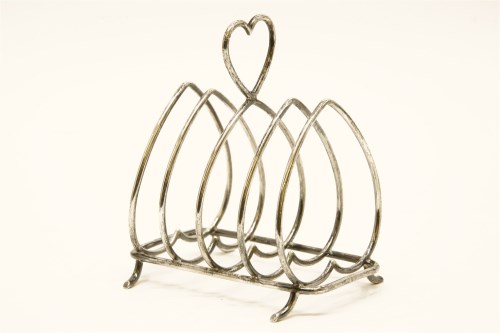 Lot 166 - A silver four division toast rack