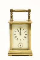 Lot 176 - A Continental brass and five glass carriage clock