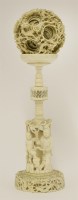Lot 178 - A large Canton ivory ball and stand