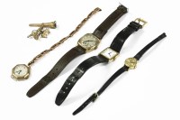 Lot 35 - A gentleman's gold mechanical strap watch with Arabic numerals
