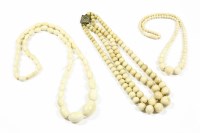 Lot 36 - A late 19th century two row row graduated circular bone bead necklace
