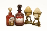 Lot 318 - Two bohemian ruby glass scent bottles
