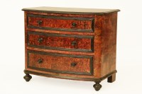 Lot 572 - A painted pine bow fronted chest of three long drawers