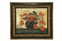 Lot 535 - An oil on canvas of still life of a study arrangement of flowers in a vase