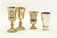 Lot 160 - Four 19th Century Russian silver gilt cups/vodka shots