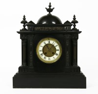 Lot 305 - A Victorian black marble mantel clock
