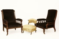 Lot 632 - A pair of late Victorian mahogany armchairs