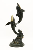 Lot 417 - A bronze figural group of cavorting dolphins