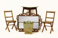 Lot 650 - Green lacquer oriental table and waste bin