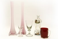Lot 333 - Glass items including a pair of tall pink specimen vases