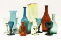Lot 363A - A collection of turquoise wine glasses