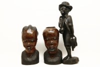 Lot 335 - A pair of African hardwood busts