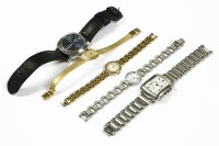 Lot 302 - Five assorted wristwatches to include a gentleman's stainless steel Rotary Elite bracelet watch
