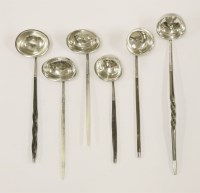 Lot 349 - Six silver toddy ladles