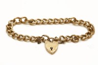 Lot 285 - A 9ct gold hollow curb link bracelet with padlock
