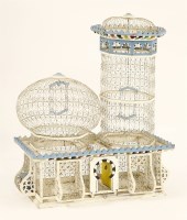 Lot 213 - An Eastern birdcage in the form of a temple with a minaret and onion dome