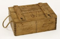 Lot 111 - A Second World War pine AW (phosphorus) incendiary grenade box