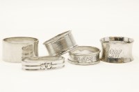 Lot 348 - Five silver napkin rings