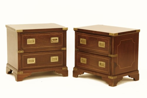 Lot 771 - A pair of mahogany military design dwarf bedside chests