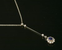 Lot 170 - An Art Deco sapphire and diamond Edna May pendant
