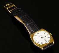 Lot 547 - A gentlemen's 18ct gold Omega mechanical strap watch