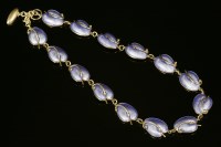 Lot 692 - A Danish sterling silver and guilloché enamel leaf necklace