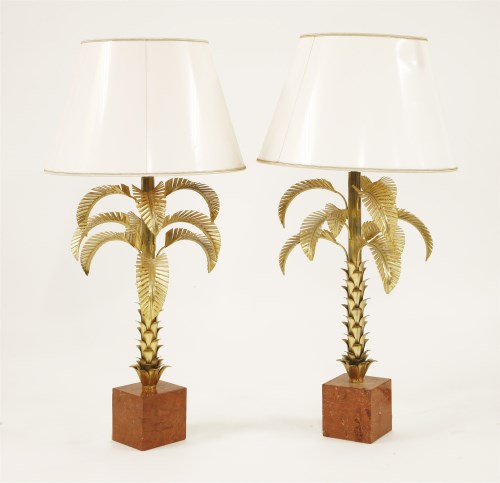 Lot 373 - A pair of gilt palm table lights