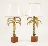Lot 373 - A pair of gilt palm table lights