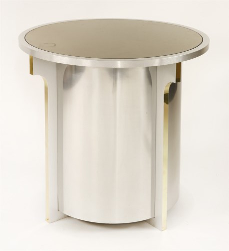 Lot 389 - A contemporary brushed aluminium and brass table